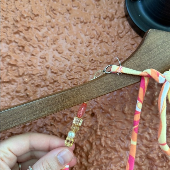 NO BOUNDARIES Junior Size Small Pink Orange Yellow Beaded Halter Mini Dress - Picture 3 of 7